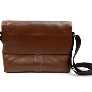 Leather Crossbody Messenger Bag Brown